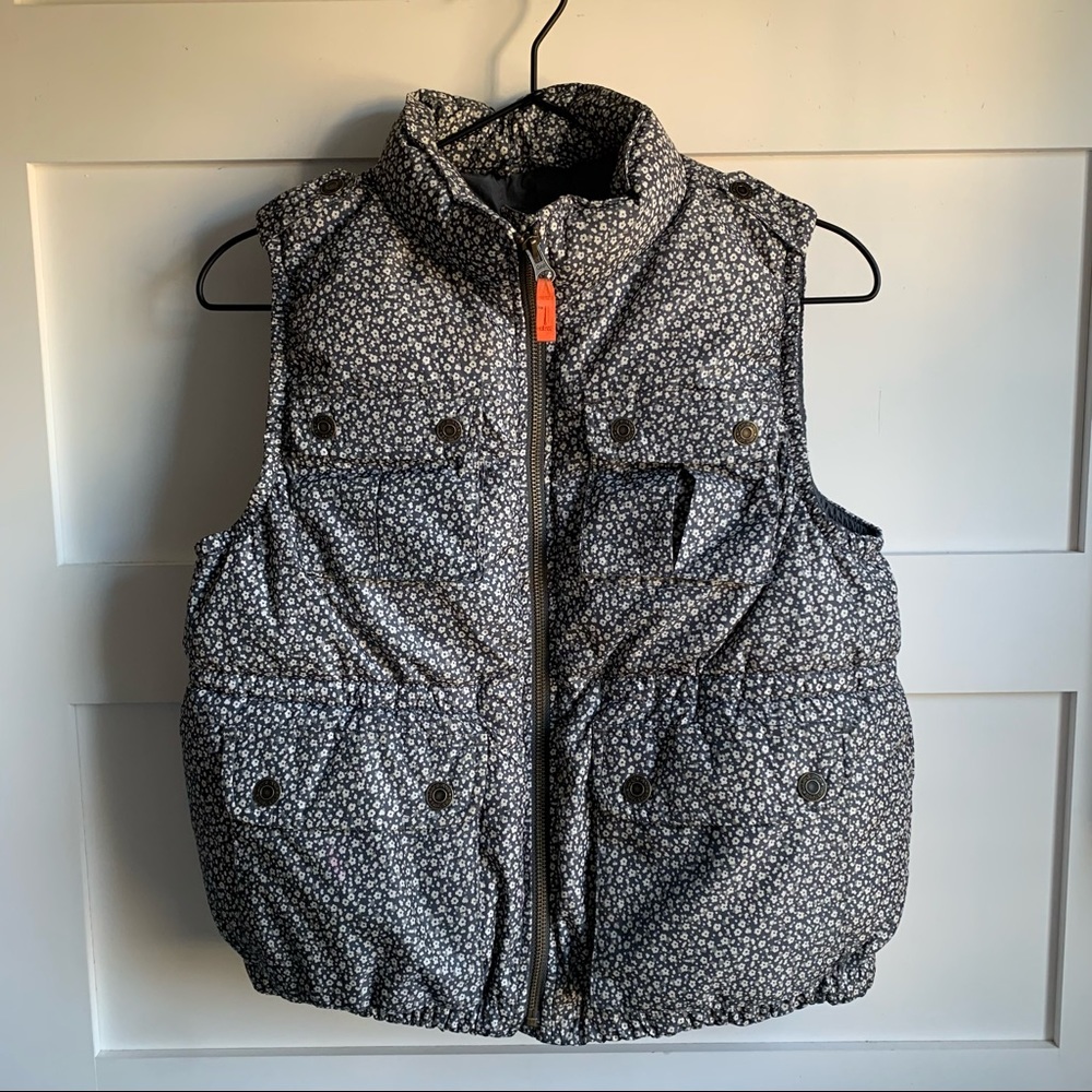 GAP | GUC Floral Gray Puffer Winter Vest with Pockets Girls XXL